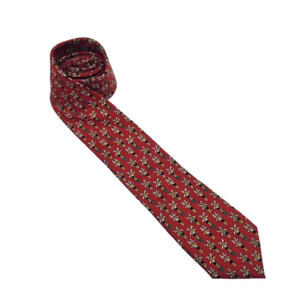 Men's Wembley Christmas Tie Reindeer Holiday‎ Tie EUC